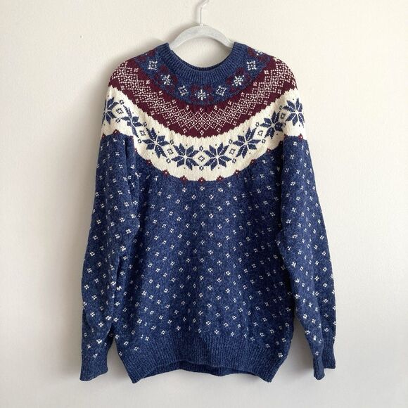 Northern Reflections Mens Vintage Fair Isle Wool Blend Crewneck Sweater Medium - Picture 1 of 9